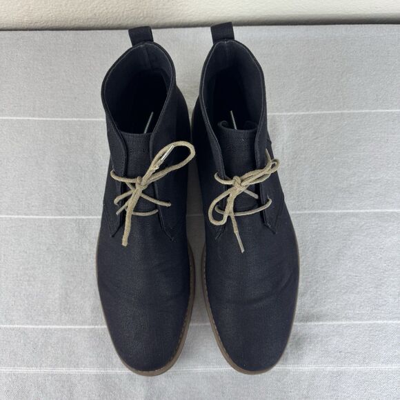 Men’s Perry Ellis Portfolio Tim II Canvas Lace Up Ankle Chukka Boots Black 13 - Picture 7 of 12